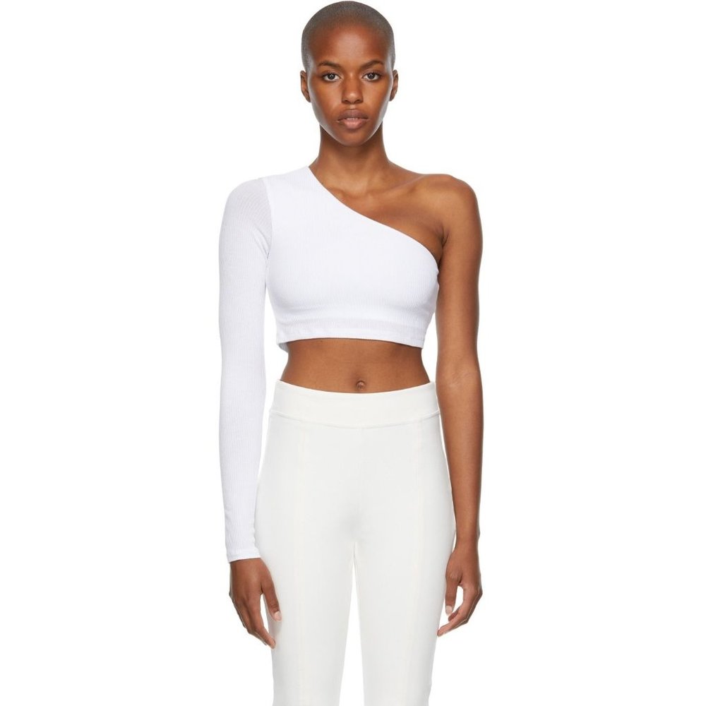 ALO White Ribbed Wave Sport Top M - NWT